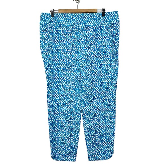 Soft Surroundings Pants - Soft Surroundings Geometric Print Pull On Ankle Pants Blue Women’s Size 1X